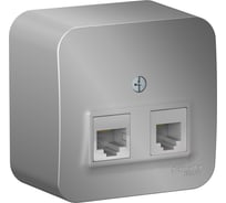 Розетка Systeme Electric (Schneider Electric) Blanca о/у двойная: компютерная rj45, кат.5e + телеф. rj11, изол.пл.,алюминий BLNIA045113 12 шт 13606481197037