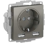 Розетка Systeme Electric Atlasdesign сталь 16а c 2 usb a+a, 5в/2,4 а, 2x5в/1,2 а ATN000930 8 шт 13606481717952