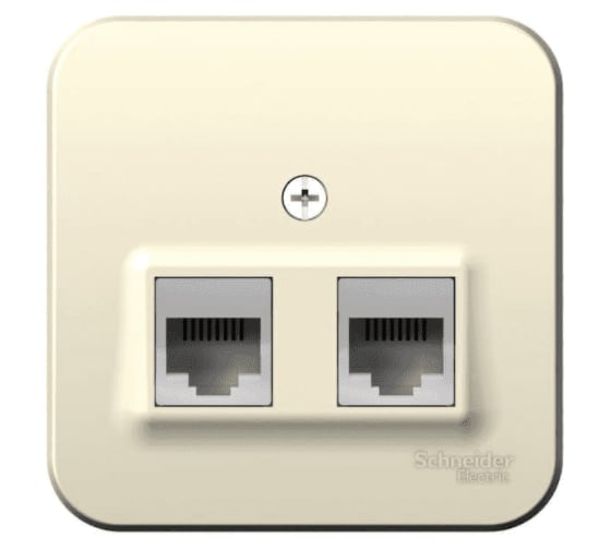 Розетка Systeme Electric (Schneider Electric) BLANCA О/У двойная: компютерная RJ45, кат.5E + телеф. RJ11, молочный BLNIA045112 12 шт 13606481196511 1