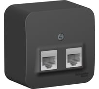 Розетка Systeme Electric (Schneider Electric) Blanca о/у двойная: компютерная rj45, кат.5e + телеф. rj11, изол.пл.,антрацит BLNIA045116 12 шт 13606481197297