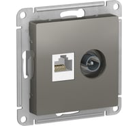 Розетка Systeme Electric (Schneider Electric) AtlasDesign сталь двойная компютерная+ТВ, RJ45+TV, кат.5E, механизм SE ATN000989 5 шт 13606489708754