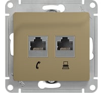 Розетка Systeme Electric (Schneider Electric) Glossa титан 2-я RJ11+RJ45, кат.5E SE GSL000485 10 шт 13606480658973
