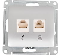 Розетка Systeme Electric (Schneider Electric) Glossa алюминий 2-я RJ11+RJ45, кат.5E SE GSL000385 10 шт 13606480658508