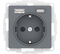Розетка Systeme Electric (Schneider Electric) Atlasdesign 16а c 2 usb a+c, 5в/2,4а/3,0а, 2x5в/1,5а, механизм, грифель ATN000732 8 шт 13606482043135