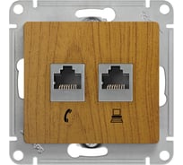 Розетка Systeme Electric (Schneider Electric) Glossa двойная rj11+rj45, кат.5e, механизм, дерево дуб GSL000585 10 шт 13606480659437