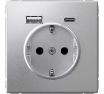 Розетка Systeme Electric ArtGallery алюминий 16А с 2 USB A+C, 5В/2,4А/3,0А, 2x5В/1,5А, механизм GAL000332 8 шт 4690201030126