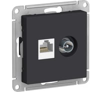 Розетка Systeme Electric Schneider Electric AtlasDesign карбон 2-ая ТВ + компьютерная RJ45, кат. 5Е ATN001089 5 шт 13606489703520