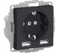 Розетка Systeme Electric (Schneider Electric) AtlasDesign карбон 16А c 2 USB A+A, 5В/2,4А, 2х5В/1,2 А ATN001030 8 шт 13606481717983