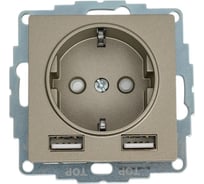 Розетка Systeme Electric (Schneider Electric) AtlasDesign шампань SO + USB Розетка A+A, 5В/2,4А, 2x5В/1,2А SE ATN000530 8 шт 13606481717877