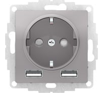 Розетка Systeme Electric (Schneider Electric) AtlasDesign алюминий SO + USB A+A, 5В/2,4А, 2x5В/1,2А SE ATN000330 8 шт 13606481717839