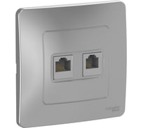 Розетка Systeme Electric (Schneider Electric) Blanca с/у двойная: компютерная rj45, кат.5e + телефон. rj11, алюминий BLNIS045113 10 шт 13606481195217