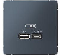 Розетка Systeme Electric ArtGallery грифель USB A + тип-C 45Вт высокоскоростная зарядка QC, PD, механизм GAL000729 8 шт 4690201034582