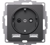 Розетка Systeme Electric Atlasdesign базальт 16а с 2 usb a+a, 5в/2,4а, 2x5в/1,2а, механизм ATN001430 8 шт 4690201024941