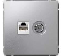 Розетка Systeme Electric ArtGallery алюминий двойная ТВ + компьютерная RJ45, кат. 5Е GAL000389 5 шт 4690201036081