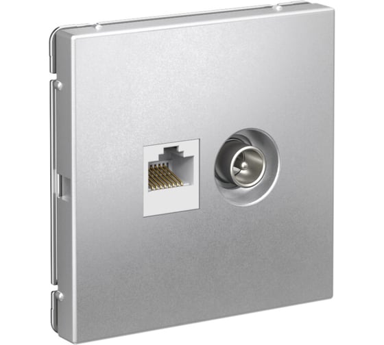 Розетка Systeme Electric ArtGallery алюминий двойная ТВ + компьютерная RJ45, кат. 5Е GAL000389 5 шт 4690201036081