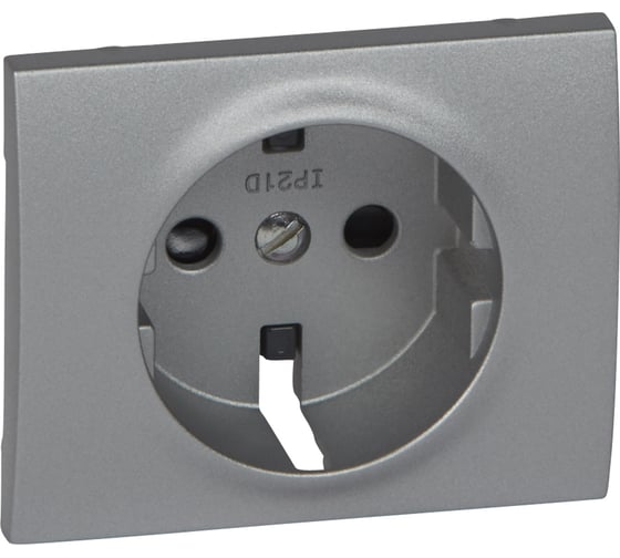 Лицевая панель Legrand Galea Life для розетки 2К+З с защитными шторками Aluminium 771321 1
