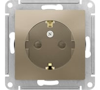 Механизм розетки Systeme Electric (Schneider Electric) 1-м СП ATLAS DESIGN с заземл. защ. шторки 16А шампань 1240328 ATN000545 10 шт 13606489584785