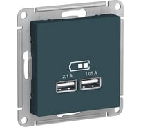 Розетка Systeme Electric (Schneider Electric) AtlasDesign Изумруд USB, 5В, 1 порт x 2,1 А, 2 порта х 1,05 А SE ATN000833 8 шт 13606489702721