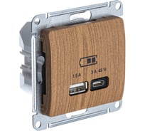 Розетка Systeme Electric (Schneider Electric) Glossa usb a + тип-c 45w высокоскоростная зарядка qc, pd, механизм, дерево дуб GSL000529 8 шт 13606482211305