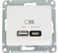 Розетка Systeme Electric (Schneider Electric) Glossa usb a + тип-c 45w высокоскоростная зарядка qc, pd, механизм, молочный GSL000929 8 шт 13606482211343