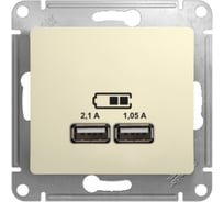 Розетка Systeme Electric (Schneider Electric) Glossa Беж USB 5В/2100мА, 2х5В/1050мА GSL000233 SE GSL000233 6 шт 13606481283419