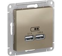 Розетка Systeme Electric (Schneider Electric) AtlasDesign Шампань USB, 5В, 1 порт x 2,1 А, 2 порта х 1,05 А SE ATN000533 8 шт 13606489701922