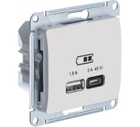 Розетка Systeme Electric (Schneider Electric) USB GLOSSA A + тип-C 45W высокоскоростная зарядка QC, PD, механизм, БЕЖЕВЫЙ GSL000229 8 шт 13606482211275
