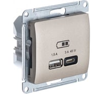 Розетка Systeme Electric (Schneider Electric) USB GLOSSA A + тип-C 45W высокоскоростная зарядка QC, PD, механизм, ТИТАН GSL000429 8 шт 13606482211299