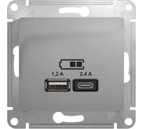 Розетка Systeme Electric (Schneider Electric) Glossa Алюминий USB A+С, 5В/2,4А, 2x5В/1,2 А GSL000339 8 шт 13606480658768