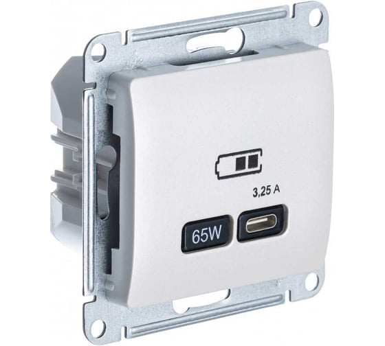 Розетка Systeme Electric (Schneider Electric) USB GLOSSA тип-C 65W высокоскоростная зарядка QC, PD, механизм, ПЕРЛАМУТР GSL000627 8 шт 13606485815548 1