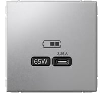 Розетка Systeme Electric ArtGallery Алюминий USB тип-С 65Вт высокоскоростная зарядка QC, PD, механизм GAL000327 8 шт 4690201034315