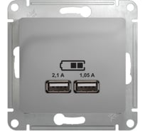 Розетка Systeme Electric (Schneider Electric) Glossa Алюминий USB 5В/2100мА, 2х5В/1050мА GSL000333 SE GSL000333 6 шт 13606481283426