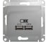 Розетка Systeme Electric (Schneider Electric) Glossa Алюминий USB 5В/2100мА, 2х5В/1050мА GSL000333 SE GSL000333 6 шт 13606481283426 1