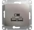 Розетка Systeme Electric (Schneider Electric) Glossa Платина USB 5В/2100мА, 2х5В/1050мА GSL001233 SE GSL001233 6 шт 13606481283518 1