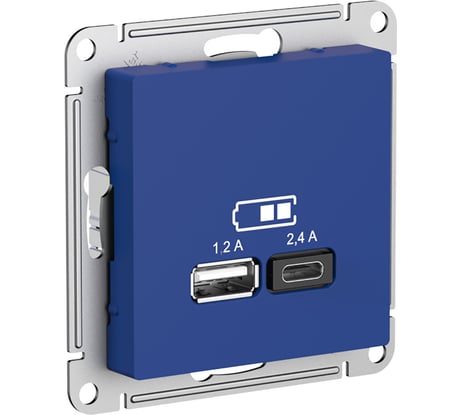 Розетка Systeme Electric Atlasdesign аквамарин usb a+с, 5в/2,4а, 2x5в/1,2а ATN001139 8 шт 13606485820542