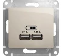 Розетка Systeme Electric (Schneider Electric) Glossa Молочная USB 5В/2100мА, 2х5В/1050мА GSL000933 SE GSL000933 6 шт 13606481283488