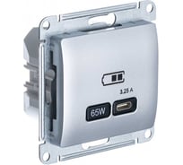 Розетка Systeme Electric (Schneider Electric) USB GLOSSA тип-C 65W высокоскоростная зарядка QC, PD, механизм, АЛЮМИНИЙ GSL000327 8 шт 13606485815517