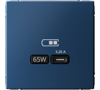 Розетка Systeme Electric ArtGallery Аквамарин USB тип-С 65Вт высокоскоростная зарядка QC, PD, механизм GAL001127 8 шт 4690201034377