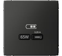 Розетка Systeme Electric ArtGallery Базальт USB тип-С 65Вт высокоскоростная зарядка QC, PD, механизм GAL001427 8 шт 4690201034476