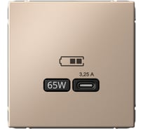 Розетка Systeme Electric ArtGallery Песочный USB тип-С 65Вт высокоскоростная зарядка QC, PD, механизм GAL001227 8 шт 4690201034438