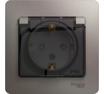 Розетка Systeme Electric (Schneider Electric) 1-м СП Glossa 16А IP44 250В с заземлением с крышкой платина GSL001248 5 шт 53606481208878