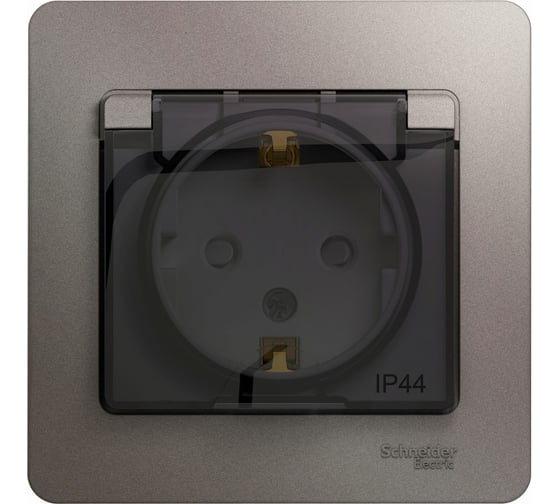 Розетка Systeme Electric (Schneider Electric) 1-м СП Glossa 16А IP44 250В с заземлением с крышкой платина GSL001248 5 шт 53606481208878 1