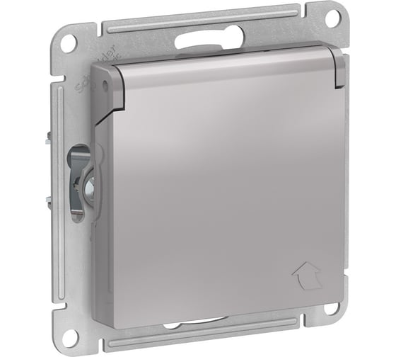 Розетка Systeme Electric (Schneider Electric) AtlasDesign Алюминий с/з, со шторками, 16А ATN000346 10 шт 13606489584013 1