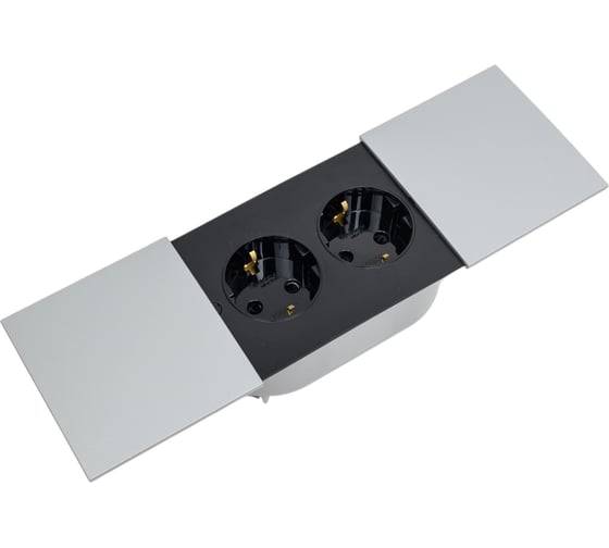 Розетка Systeme Electric (Schneider Electric) AtlasDesign Алюминий с/з двойная, со шторками SE ATN000328 6 шт 13606489583924 1