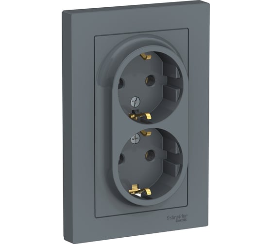 Розетка Systeme Electric (Schneider Electric) AtlasDesign Грифель с/з двойная, 16А, в сборе SE ATN000724 6 шт 13606489702370 1