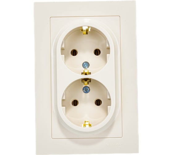 Розетка Systeme Electric (Schneider Electric) ATLASDESIGN двойная с заземлением, 16А, , БЕЖЕВЫЙ ATN000224 10 шт 13606489583511 1