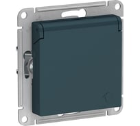 Розетка Systeme Electric (Schneider Electric) AtlasDesign Изумруд с/з, со шторками, с крышкой, 16А SE ATN000846 5 шт 13606489702783