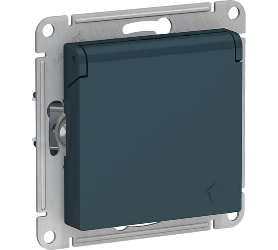 Розетка Systeme Electric (Schneider Electric) AtlasDesign Изумруд с/з, со шторками, с крышкой, 16А SE ATN000846 5 шт 13606489702783 1