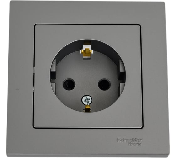 Розетка Systeme Electric (Schneider Electric) AtlasDesign Сталь с/з со шторками, 16А, в сборе SE ATN000944 5 шт 13606489703087 1