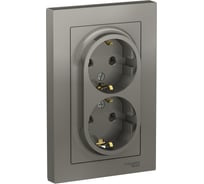 Розетка Systeme Electric (Schneider Electric) AtlasDesign Сталь с/з двойная, 16А, в сборе SE ATN000924 6 шт 13606489703018
